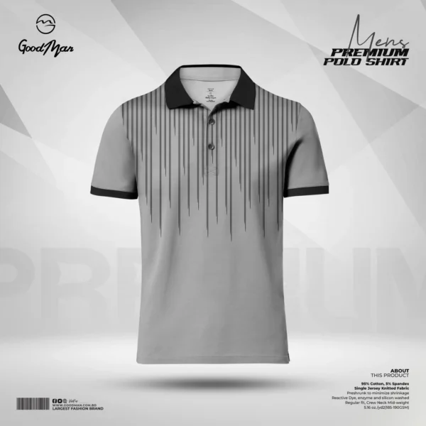 GoodMan Premium Quality Ash Color Cotton Short Sleeve Polo T Shirt for Men
